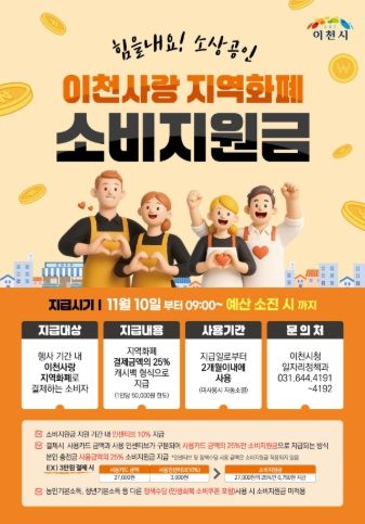 이천시, 경기이천사랑 지역화폐 ‘힘을 내요! 소상공인’ 이벤트 추진
