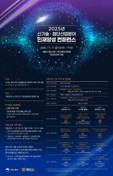 한국기술교육대학교가 7일(금) 서울 드래곤시티 그랜드볼룸 한라홀에서 직업훈련교강사 350여 명이 참석한 가운데 ‘2025년 신기술‧첨단산업분야 인재양성 콘퍼런스’를 개최했다.