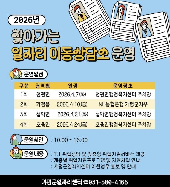 가평군, ‘찾아가는 일자리 이동상담소’ 운영